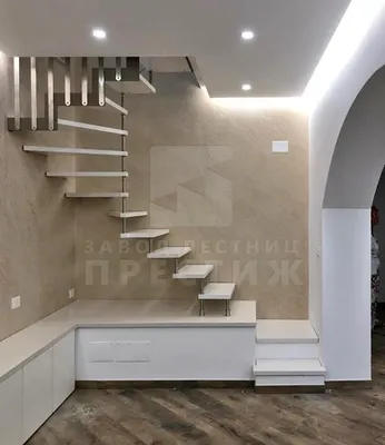 Полувинтовая лестница в стиле минимализм ЛС-2577 - купить в Москве, цена от  795000 руб.