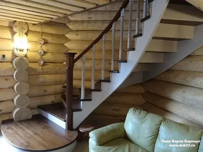 Полувинтовая лестница из сосны ЛД2570С купить недорого