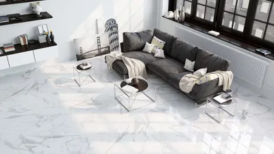 Плитка на полу в гостиной - примеры интерьеров на фото