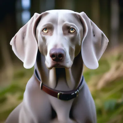 порода собак Weimaraner на открытом воздухе. большая собака на зеленом поле  ест сушеную закуску. собака с чеканкой Стоковое Фото - изображение  насчитывающей верноподданность, серо: 225342974