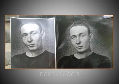 Цветной портрет на памятнике из гранита, цветная гравировка