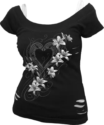 SPIRAL DIRECT NEW PURE OF HEART 2in1 Ripped  Top,Ladies/Girls/Goth/Tribal/lilies | eBay