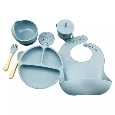 Набор посуды для прикорма PR H5 img_e4146: секционная тарелка на присоске,  безопасная силиконовая посуда для детей