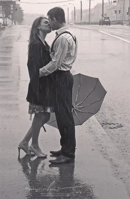 Поцелуй под дождем #7 - Фотография с дождевыми каплями