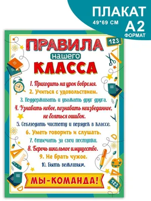 Плакат Правила нашего класса, украшение в школу, класс, А2 ТМ Праздник  33200689 купить за 207 ₽ в интернет-магазине Wildberries
