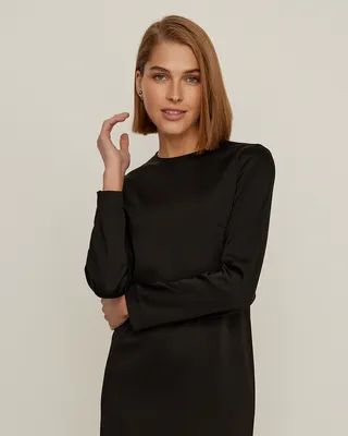 Модное бархатное короткое платье, Осеннее модное свободное прямое платье  черного цвета с высоким воротником и длинным рукавом, женские платья |  AliExpress