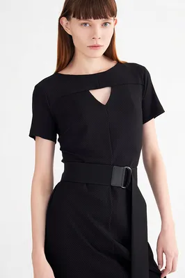Черное прямое мини-платье с боковыми разрезами арт.15372 - купить в Тюмени