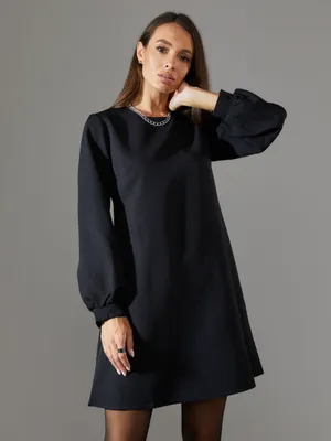Черное прямое платье с длинными рукавами 67312 за 415 грн: купить из  коллекции Trendy - issaplus.com