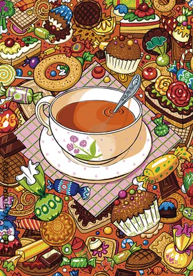 Иллюстрация Приятного чаепития! в стиле декоративный |
