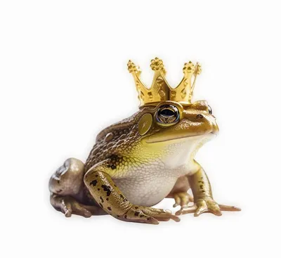 Принцесса-лягушка в короне на белом фоне | Премиум Фото