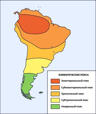 Южная Америка: природные зоны. Климатические пояса и области