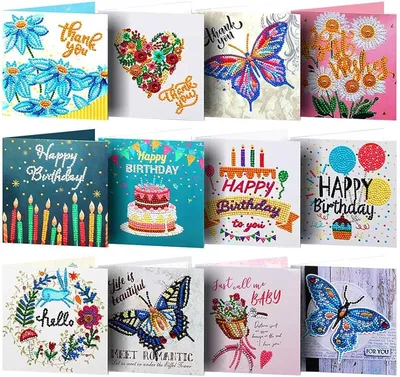 Amazon.com: DIY Birthday Cards - 12 pcs 5D Special Shaped Diamond Painting  Greeting Cards for Birthday and Holiday - Mosaic Making Greeting Cards Art  Craft Gifts for Family and Friends : Office Products