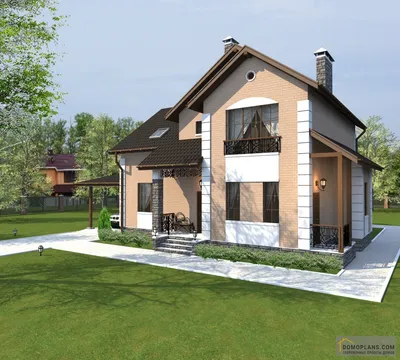 Проект двухэтажного дома с большими окнами и мансардой | DOM4M.COM.UA |  Компания ДОМ4М Украина