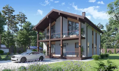 Проект дома в стиле Шале 359м² с панорамным остеклением | Inteq Haus