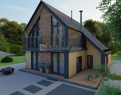 Проект: Двухэтажный дом с панорамными окнами. 165 м2 – цена, планировка,  комплектация
