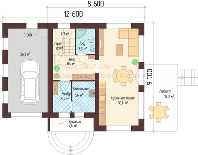 Проект двухэтажного дома 12 на 12 с гаражом N24 из пеноблоков по низкой  цене с фото, планировками и чертежами