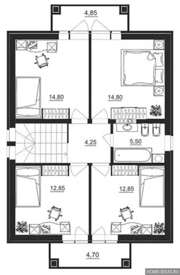 Проект двухэтажного дома 10 на 10 с балконом - 03-85 🏠 | СтройДизайн