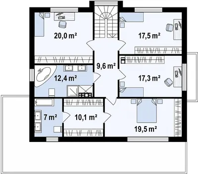 Проект двухэтажного дома 7 на 9 403А из пеноблоков по низкой цене с фото,  планировками и чертежами