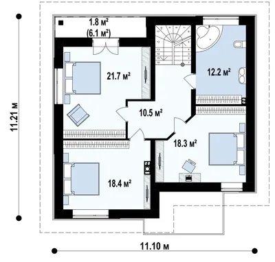 Проект дома 20-30 площадь 206.9 м2 из пеноблоков, газоблоков, двухэтажный с  полноценным вторым этажом, с пятью спальнями : цена, каталог, фото,  планировки, строительство