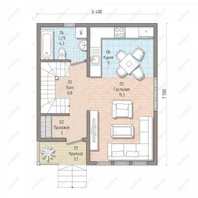 Проект двухэтажного дома на 12 комнат - 06-93 🏠 | СтройДизайн