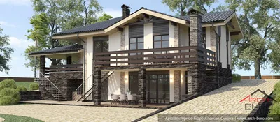 Строительство дома из кирпича: Проект КП-Дом на склоне - РОДАС