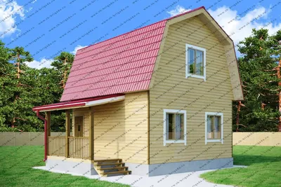 Дом из бруса 7.5х8 с мансардой и ломаной крышей - СолиСтрой. Проект, цена,  фото и отзывы.