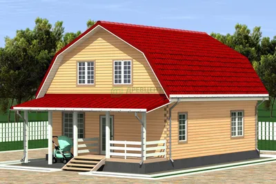 Проект двухэтажного дома с ломаной крышей из пеноблока DT0270