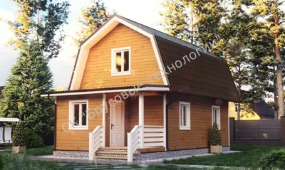 Проект дома \"Изборск\" 6 на 9 метров с ломаной крышей с ценами и фото - брус  и каркас