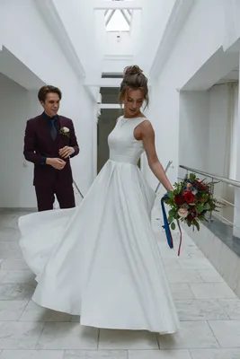 Свадебное простое платье артикул 226864 цвет белый👗 напрокат 9 000 ₽ ⭐  купить 30 000 ₽ в Тюмени