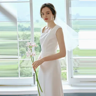 Свадебное простое платье артикул 223474 цвет белый👗 напрокат 8 000 ₽ ⭐  купить 24 000 ₽ в Екатеринбурге
