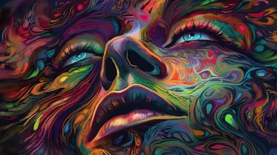 Психоделические красочные глаза и волны. Искусство с декорациями Векторное  изображение ©OlgaPerpetuumMobile 275946776