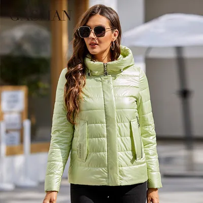 Купить Женская куртка GASMAN, весна 2022, короткая одежда из тонкого  хлопка, модная повседневная дизайнерская парка с капюшоном, простое  стеганое женское пальто 8218 | Joom