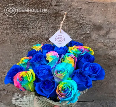 Радужные розы в коробке от 9 шт. за 6 890 руб. | Бесплатная доставка цветов  по Москве