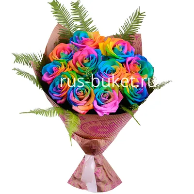Купить разноцветные розы Радужная с доставкой в Харькове - Florina