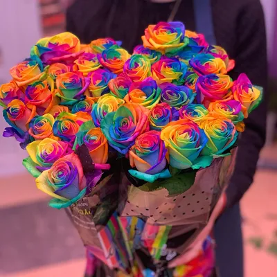 Радужные розы (шар) от 51 шт. за 26 590 руб. | Бесплатная доставка цветов  по Москве