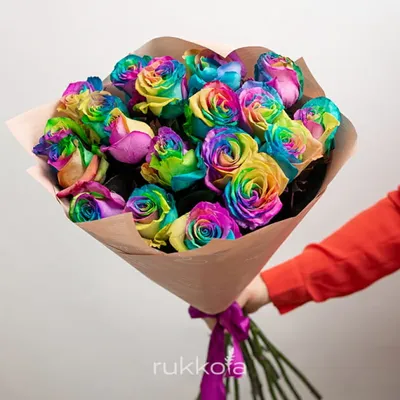 Купить 57 радужных роз недорого с доставкой в Челябинске