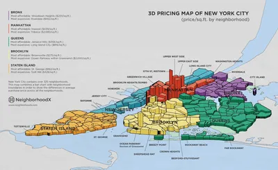 Карта Нью-Йорка боро - карту из пяти районов города Нью-Йорка (Нью - Йорк-  США)
