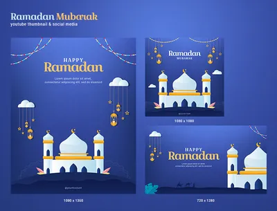 Шаблон баннера в социальных сетях исламского фестиваля Рамадан Мубарак 08