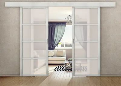 Межкомнатные раздвижные двери из белого МДФ с узорчатым стеклом. Мебель на  заказ в Ростове-на-Дону