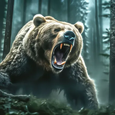 Медведь готов к атаке - фото высокого качества
