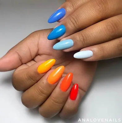 Разноцветный маникюр [147 фото] - необычный дизайн ногтей 2024