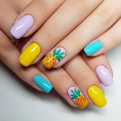 Весенний яркий маникюр / Дизайн ногтей цветной, разноцветный / Яркий маникюр  на короткие ногти - YouTube