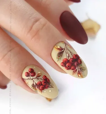 Дизайн Ногтей Рябина (рисунки на ногтях) / Easy Floral Nail Art step by  steps - YouTube