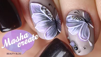 Объемный Маникюр \"бабочки на ногтях\" Фактурным гелем. Обзор гель лака  Haruyama + Дизайн ногтей - YouTube