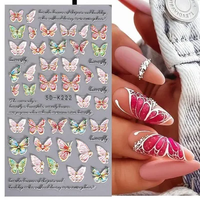 Дизайн ногтя маникюра с картиной бабочки Стоковое Изображение - изображение  насчитывающей внимательность, обработка: 95528937