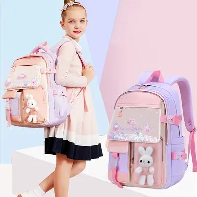 Cute Rabbit Backpack For Girls Cartoon Pink Princess School Bags Kids  Satchels Primary School Bookbag Mochila Infantil Escolar