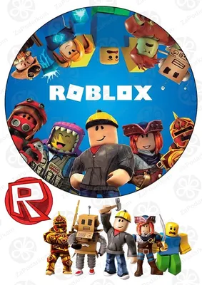 PrinTort Сахарная картинка на торт Роблокс Roblox с днем рождения