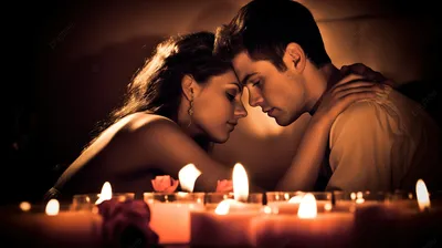 мужчина и женщина целуют друг друга в комнате со свечами, романтические  любовные картинки фон картинки и Фото для бесплатной загрузки