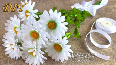 🌼 DIY gift for MOM 🌼 Favorite daisies from ribbons. Ribbon Flowers DIY -  YouTube