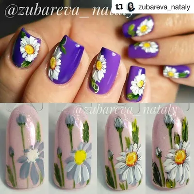 Repost @zubareva_nataly with @repostapp ・・・ #ромашки #ромашкинаногтях  #мкромашки #ногтиромашки #мастеркласс #мастерманикюра #ногти #дизай… | Nail  art, Nails, Photo